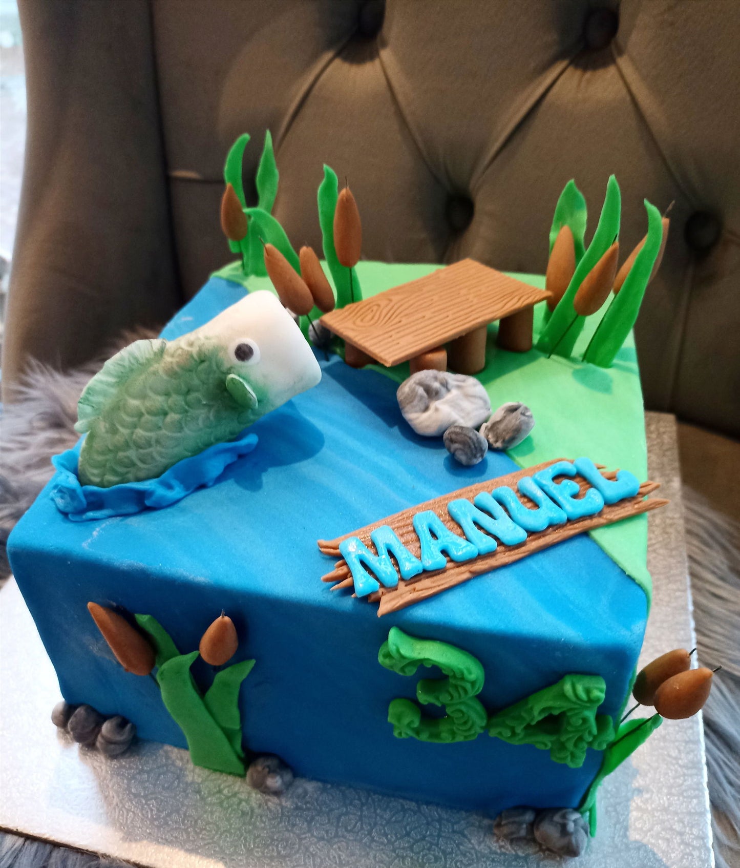 Tortendeko Angeln Geburtstag mit Name und Zahl